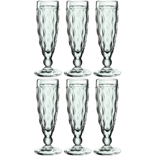 LEONARDO Sektglas Brindisi Sekt-Gläser 6er Set, spülmaschinenfeste Prosecco-Kelche, Champagner-Glas mit Facettenschliff, Kelchgläser grün, 140 ml,