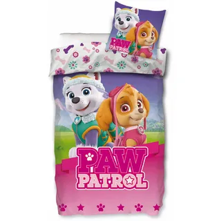 Mädchenbettwäsche Paw Patrol Bettwäsche 135x200 80x80 Kissen-Bezug Baumwolle Mädchen Bettwäsche Paw Patrol Skye Everest