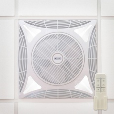 M Ledme Armstrong Square Deckenventilator, 68 W, mit LED-Licht, kaltweiß (6000 k), Einbau, 1172 lm, Fernbedienung, AC-Motor, leise, 3 Geschwindigkeiten, ideal für Büros LM8087