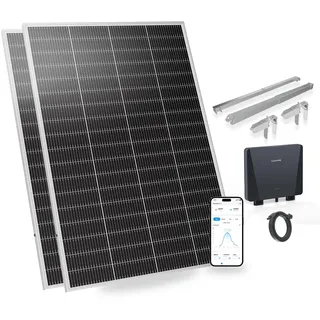 SUNSHARE Ray Lite 400W Balkonkraftwerk mit Halterung – Leichtes, vormontiertes Komplettset mit 800W Mikro-Wechselrichter & Solarpanel – Geeignet für verschiedene Balkone – Plug & Play