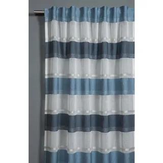 GARDINIA Vorhang mit Gardinenband, Etamine, Weiß/Blau, 140 x 245 cm