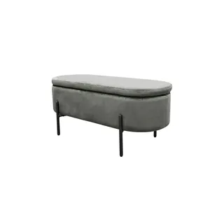 byLIVING Bank NOVA/Samt/Metall schwarz pulverbeschichtet/Polsterbank mit Stauraum/B 95, H 42, T 37,5 cm (Samt, grau)