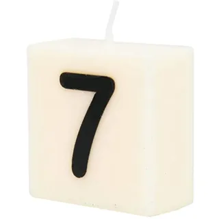 PD-Party 7040007 Geburtstag dekorative Wachs Nummer Kerze | Wax Candle - 7, Cremefarben/Schwarz, 4cm Länge x 4cm Breite x 2cm Höhe