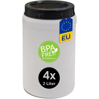 4 Stück 2 Liter Vorratsdosen mit Schraubdeckel Lebensmittelecht BPA-Frei Schüttdose Frischhaltedose Für Küche Hobby Werkstatt Reis Müsli Mehl Zucker