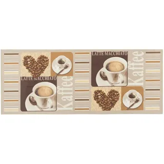 Pergamon Küchenläufer Teppich Trendy Kaffee Heart , Beige , Textil , 45x145 cm , Teppiche und Böden, Teppiche, Teppichläufer, Küchenteppiche