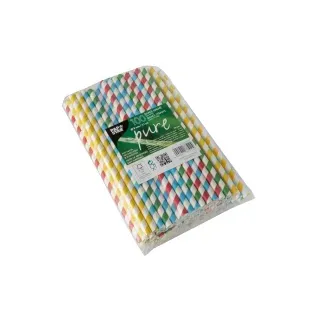 Papstar 100 PAPSTAR Strohhalme pure farbsortiert