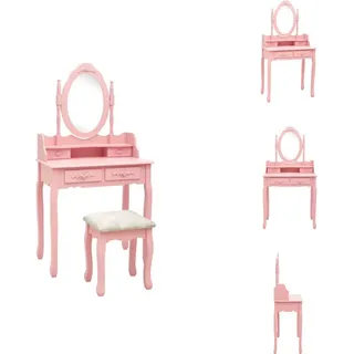 vidaXL Schminktisch-Set mit Hocker Rosa 75x69x140 cm Paulownia-Holz - Schminktische - Rosa