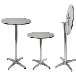 10er-Set Alu-Stehtisch, Bistrotisch, höhenverstellbar 70/110cm Ø=60cm ~ klappbar, Fuß mit Betoneingu