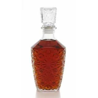 Provance Dekorative elegante Glaskaraffe für Whiskey, Cognac, Scotch, Brandy, Sherry, 800 ml, 24 x 9,5 x 9,5 cm, mit Glasverschluss Geschenkidee für Genießer