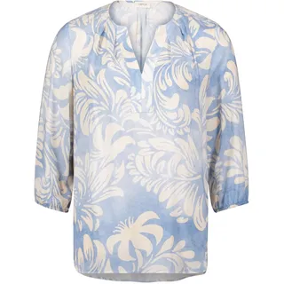 Klassische Bluse CARTOON "Casual-Bluse mit Gummizug", Damen, Gr. 34, blau (blau, weiß), Obermaterial: 100% Viskose CV., Blusen Klassische Bluse