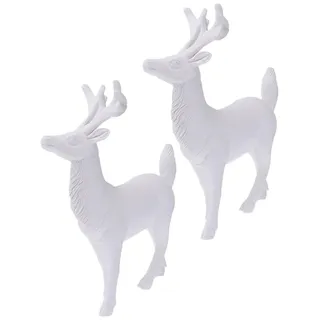 SOLUSTRE 2stücke Miniatur Weißer Rentier Dekofigur Weihnachten Kunststoff Tischdekoration Festliche Wohnraumdeko Geschenkidee Für Weihnachtszeit Wohnzimmer