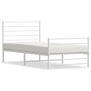 vidaXL Bettgestell mit Kopf- und Fußteil Metall Weiß 100x200 cm - Weiß
