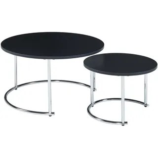 [en.casa] Couchtisch Christchurch 2er Set Schwarz/Chromfarben
