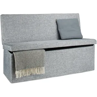 Relaxdays Faltbarer Sitzhocker mit Lehne 114 x 73 x 38 cm Grau