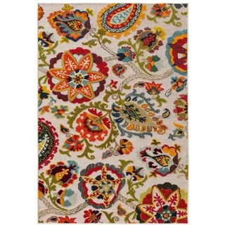 benuta Nest Outdoor-Teppich Noelia 160/230 cm , Multicolor , Kunststoff , Floral , Rechteckig , 160x230 cm , Oeko-Tex® Standard 100 , für Fußbodenheizung geeignet, in verschiedenen Größen erhältlich, pflegeleicht , Teppiche und Böden, Teppiche, Outdoorteppiche