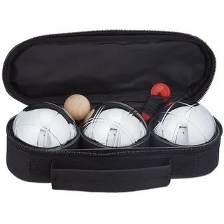 Relaxdays Boule Kugeln , Multicolor , Metall, Textil , 23x7 cm , Freizeit & Co, Gartenspielzeug