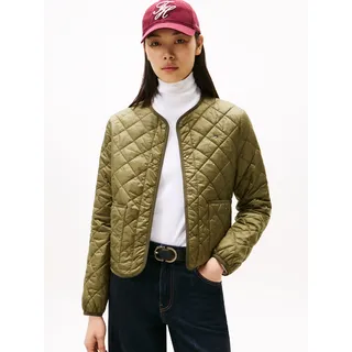Steppjacke TOMMY HILFIGER "LW PADDED REG QUILTED JACKET", Damen, Gr. XS (34), grün (utility olive), Steppware, Obermaterial: 100% Nylon, unifarben, regular fit hüftlang, Rundhals, Jacken Steppjacke, in leicht verkürzter Länge, Regular Fit