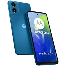 Motorola Moto g04s Smartphone (6,6"-HD+-Display, 50-MP-Kamera, 4/64 GB, 5000 mAh, Android 14) Satin Blue, inkl. Schutzcover + Handyhalterung [Exklusiv bei Amazon]