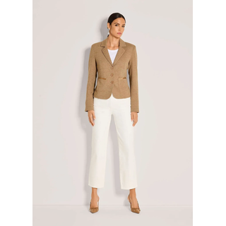 Jackenblazer MADELEINE "Jerseyblazer Kurzblazer mit Wabenmuster", Damen, Gr. 48, braun (haselnuss), Obermaterial: 65% Polyester PES. 30% Viskose CV. 5% Elasthan EL., Modern, schmal, Blazer Jackenblazer, Strukturjersey