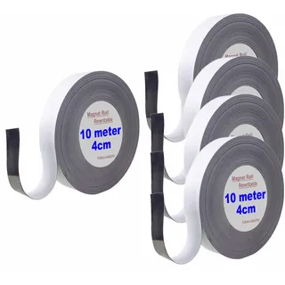 TUKA 50m x 40mm x 1mm Magnetband Wiederbeschreibbar, Kennzeichnungsband für Lagerkennzeichen, Whiteboard, Kühlschrank, Magnettafeln usw. Beschreibbar Abwichbar Zuschneidbar, 5x10m Weiß TKD9046