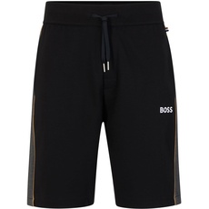 BOSS Herren Tracksuit Short Loungewear-Shorts aus Baumwoll-Mix mit Logo-Stickerei Schwarz S
