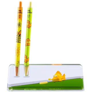 Die Simpsons Stifte Organizer Stiftehalter Schreibtisch Merch Geschenke | Stifteköcher Schule Bürobedarf mit Kugelschreiber und Stift 14,5 x 4,7 x 3,5 cm aus Acryl - Schreibtisch Zubehör Deko
