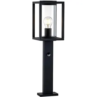 Lucande Außenleuchte Ferda mit Bewegungsmelder (spritzwassergeschützt (Modern) in Schwarz aus Aluminium (1 flammig, E27) - Wegeleuchte Pollerleuchte Wegelampe Sockelleuchte