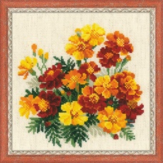Riolis Marigolds Cross Stitch Kit, Baumwolle, Multi-Color, 20 X 20 X 0,1 Cm