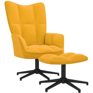 Relaxsessel mit Hocker Senfgelb Samt - Gelb