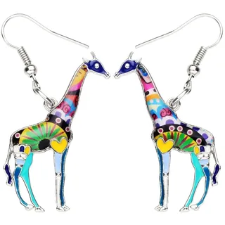 NEWEI Cute Emaille Giraffe Ohrringe Mode Tier Ohrringe Giraffe Schmuck für Damen Mädchen Charms Giraffen Geschenk Deko (Blau)