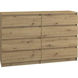 Roe Furniture | Kommode - 8 Schubladen - 140 cm - Artisan - Minimalistisches Design - Elegante Verarbeitung - Sideboard - Braun