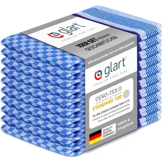 Glart 48GR Geschirrtücher Baumwolle 10er-Set – 45×90 cm Grubentücher Küchentücher, vorgewaschen, saugstark, fusselfrei & waschbar – Küchenhandtücher zum Trocknen, Polieren – Designed in Germany