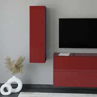 Set One by Musterring Hängeschrank Reno 32 x 118 x 33 cm Graphit Schwarz/Bordeauxrot
