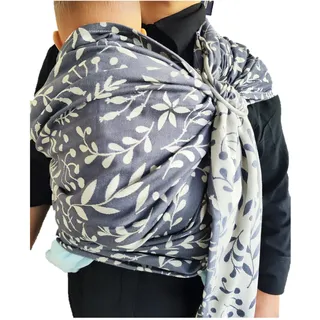 Shabany® - Ring Sling Tragetuch - 100% Bio Baumwolle - Babybauchtrage für Neugeborene Kleinkinder bis 15 KG - inkl. Baby Wrap Carrier Anleitung - silber (elegant)