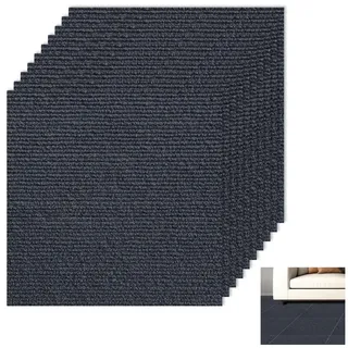 10 Stück Teppichfliesen Selbstklebende Matten 40x40cm, Teppichfliese 1.6m2 Teppichboden, Teppich Fliesen zum Zuschneiden für Büros Hotel Wohnung Haus Schlafzimmer (Dunkelgrau-10pcs, 40x40cm)