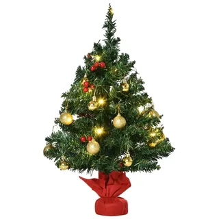 Mini-Künstlicher Weihnachtsbaum, LED-Lichter, Dekorative Kugeln, Grün, 0.6M