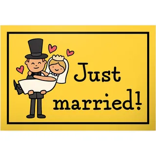 DankeDir! Just Married - Schild 30 x 20 cm - Hochzeitsdeko JGA Fotobox Partydeko - Hochzeitsgeschenk Deko Idee Hochzeitskarte Hochzeit Brautpaar Geschenk Ehepaar