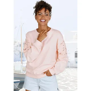 Vivance Sweatshirt, mit Lochstickerei, weicher Baumwoll-Mix, orange