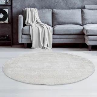 my home Hochflor-Teppich »Malin« rund 43 mm Höhe Uni-Farben, leicht glänzend, besonders flauschig durch Mikrofaser, beige