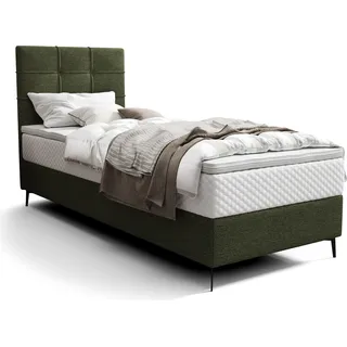 Roe Furniture | Polsterbett - INAO - 80x200 cm - Grün - Taschenfederkern-Matratze - Rechte - Boxspringbett - Bett mit Bettkasten - Tagesbett - Grün