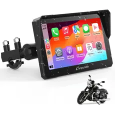 Carpuride W502 Motorrad GPS Drahtlose Tragbare Apple Carplay&Android Auto, 5 Zoll IPS wasserdichte Touchscreen mit Dual-Bluetooth, Navigation/Siri/G00gle Assistant für Motorräder