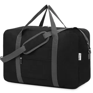 Narwey Handgepäck Tasche für Flugzeug Faltbare Reisetasche Damen Weekender Bag Sporttasche Damen Herren Handgepäck Koffer Groß 40L(Schwarz)