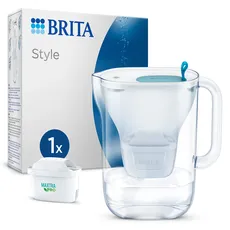 BRITA Wasserfilter Kanne Style hellblau (2,4l) inkl. 1x MAXTRA PRO All-in-1 Kartusche – Wasserfilter im modernen Design für den Kühlschrank zur Reduzierung von Kalk, Chlor, Metalle wie Blei & Kupfer