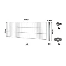 Einstabmattenzaun-Set Classic Anthrazit 75 cm x 1000 cm