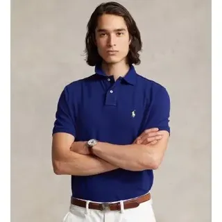 Polo Ralph Lauren für Herren. 710795080013 Schmal geschnittenes Piqué-Poloshirt blau (M), Lässig, Baumwolle, Kurzarm