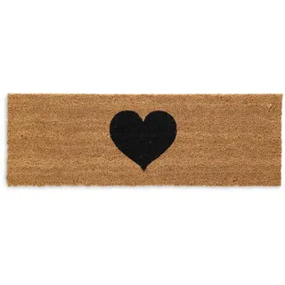 Relaxdays FUßMATTE , Hellbraun , Textil, Kunststoff , Herz/Romantik , Rechteckig , 75x25 cm , rutschfeste Unterfläche , Teppiche und Böden, Schmutzfangmatten, Fußmatten