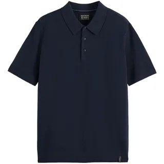Poloshirt SCOTCH & SODA "Poloshirt Core Structured Knitted Regular Fit Polo 1er Pack", Herren, Gr. M, blau (dunkelblau), Obermaterial: 100% Baumwolle CO., Shirts Poloshirt
