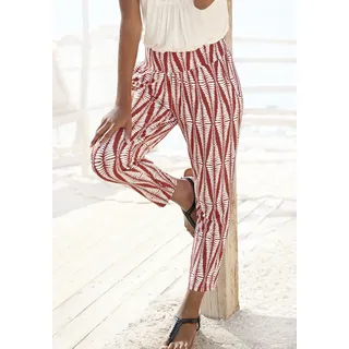 7/8-Strandhose LASCANA "aus leichtem Viskosejersey", Damen, Gr. 40, N-Gr, orange (terracotta, creme bedruckt), Jersey, Obermaterial: 95% Viskose, 5% Elasthan, bedruckt, figurumspielend 7/8-Länge, Hosen 7/8-Strandhose, mit breitem Bündchen, leichte Sommerhose, Strandhose, Schlupfhose, Topseller