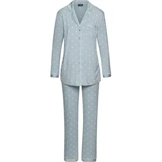 Umstandspyjama VIVANCE DREAMS, Damen, Gr. 40/42, blau (hellblau, gemustert), Single Jersey, Obermaterial: 95% Viskose, 5% Elasthan, gemustert, bequem lang, V-Ausschnitt, eingesetzt Manschette, Homewear-Sets Umstandspyjama, mit schönem Allover-Print