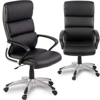 Sofotel Schreibtischstuhl Bürostuhl Drehstuhl Höhenverstellbar TILT Mechnismus Armlehnen Kopfstütze Stuhl Arbeitszimmer Doppelte Gummierte Rollen Kunstleder EG 228 Schwarz